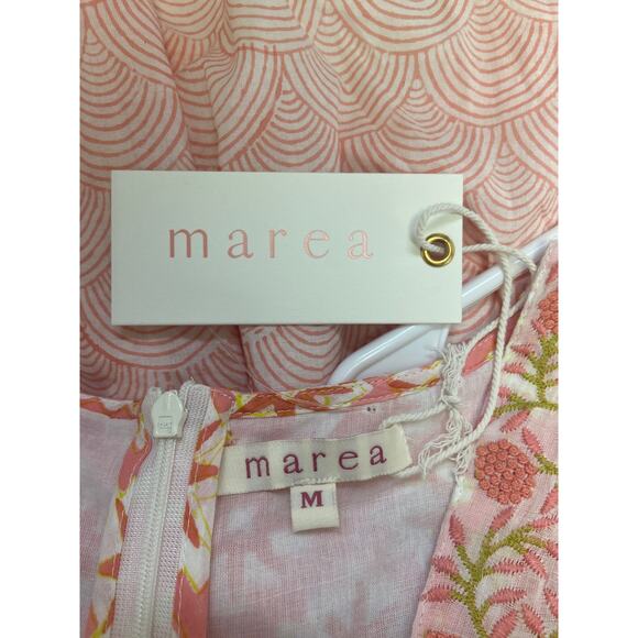 Marea The Fiesta Midi Dress Floral Embroidered Cotton Tiered Ruffle MED - NWT - Picture 5 of 5